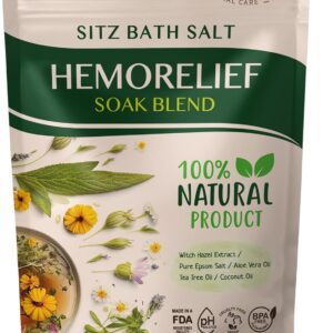 Fivona Sitz Bath Soak Blend for Hemorrhoids and Postpartum Recovery - Epsom Salt and Essential Oils Soaking Mix - 14.1 oz - Natural Care for Fissures and Bartholin Cysts
