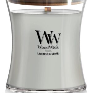 WoodWick Medium Hourglass Candle Lavender & Cedar Scent Crackles as it burns Premium Soy Blend 9.7oz Perfect for gifting