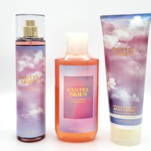 Pastel Skies Bath & Body 3 pc- Bundle Set, Fragrance Mist 8 fl oz, Shower Gel 10 fl oz, Body Cream 8 oz
