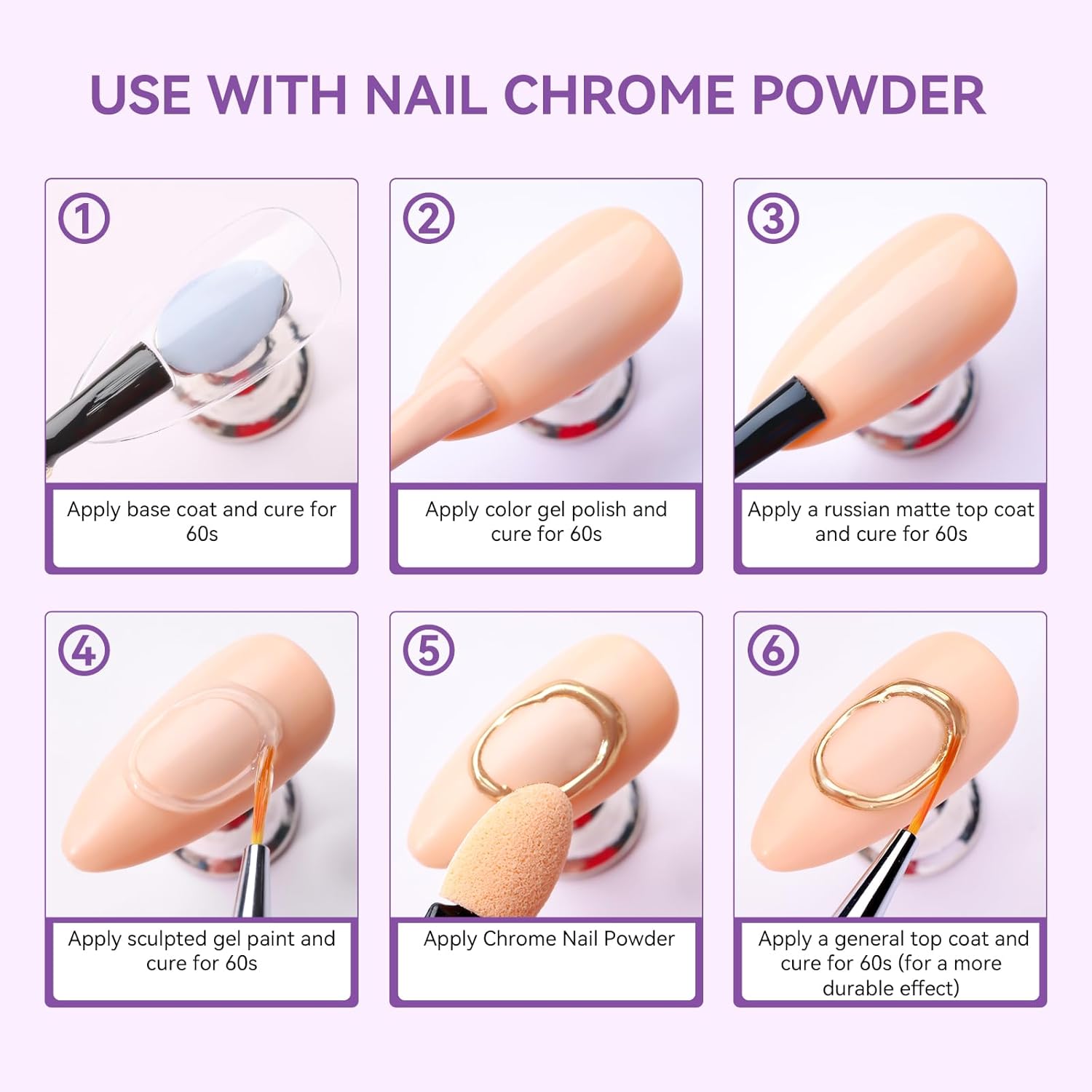 Makartt 8ML No Wipe Clear 3D UV Builder Gel for Nail Art and Chrome Powder Application - Image 6