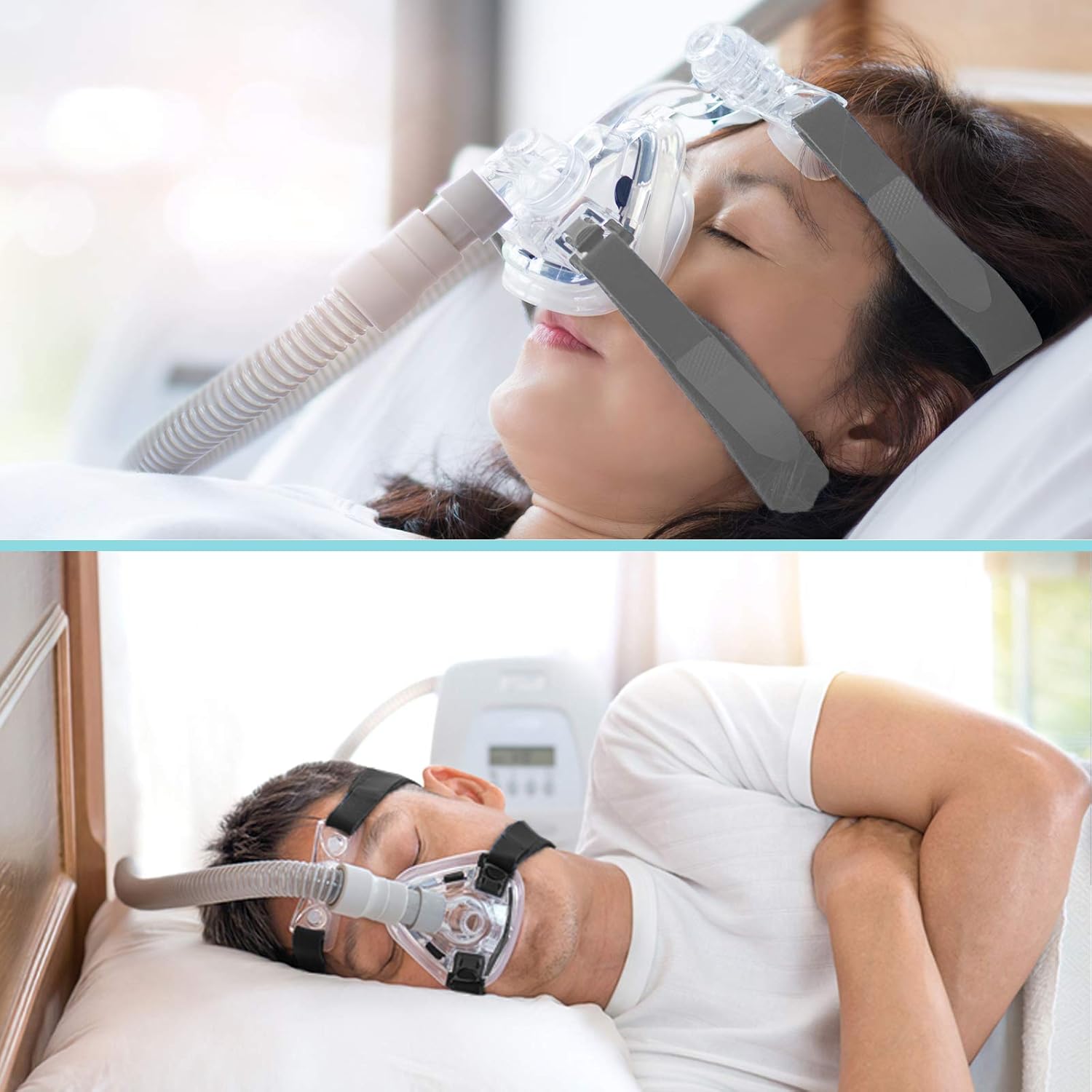 Upgaded Full Face CPAP Headgear CPAP Mask Straps Replacment for Resmed Mirage Series & Philips Respironics Non-Strechy Durable Design - (2-Pack // Black & Grey) - Image 7