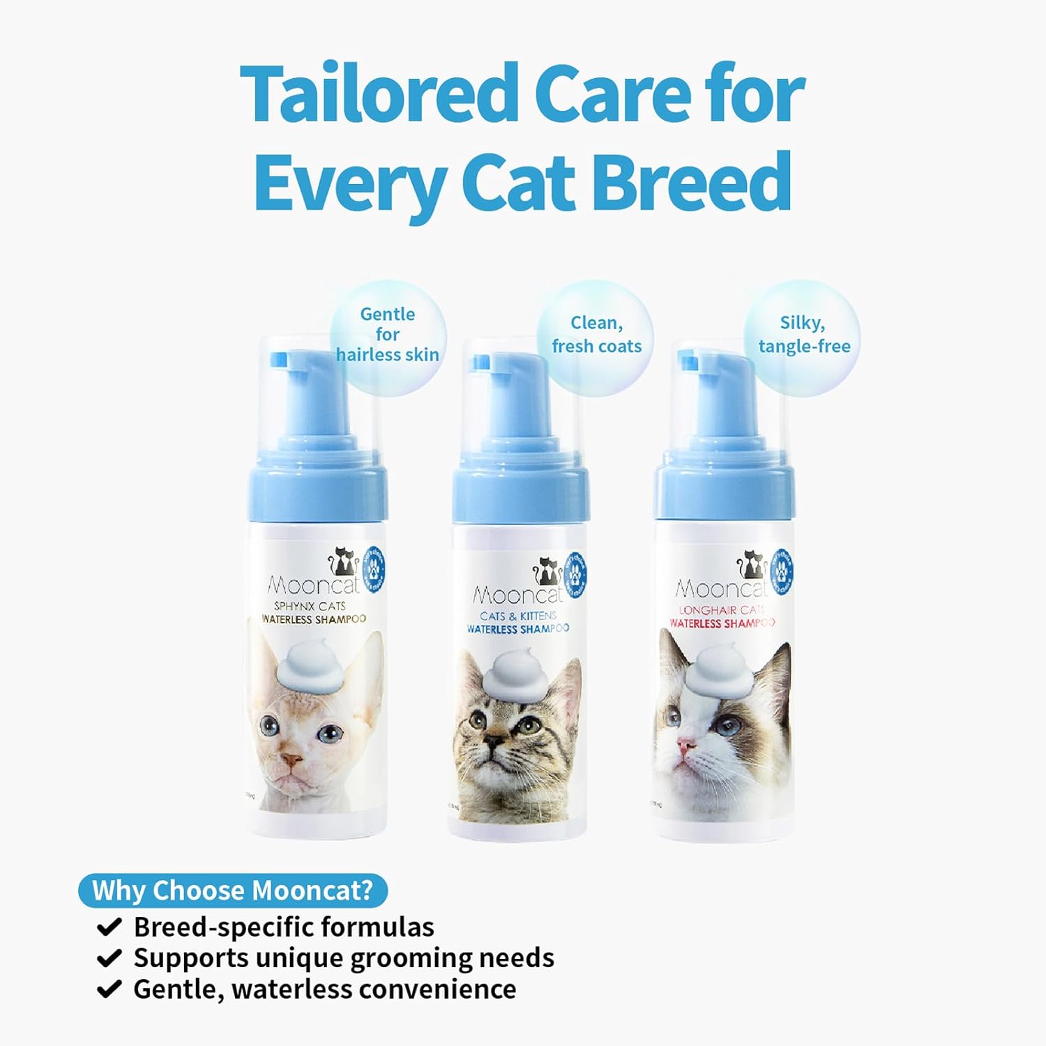 Mooncat Waterless Cat Shampoo for Gentle and Effective Pet Grooming - All Natural Ingredients for Sensitive Skin, Licking Safe Dry Shampoo for Cats, Easy No-Rinse Formula - 5 oz (Bottle) - Image 9