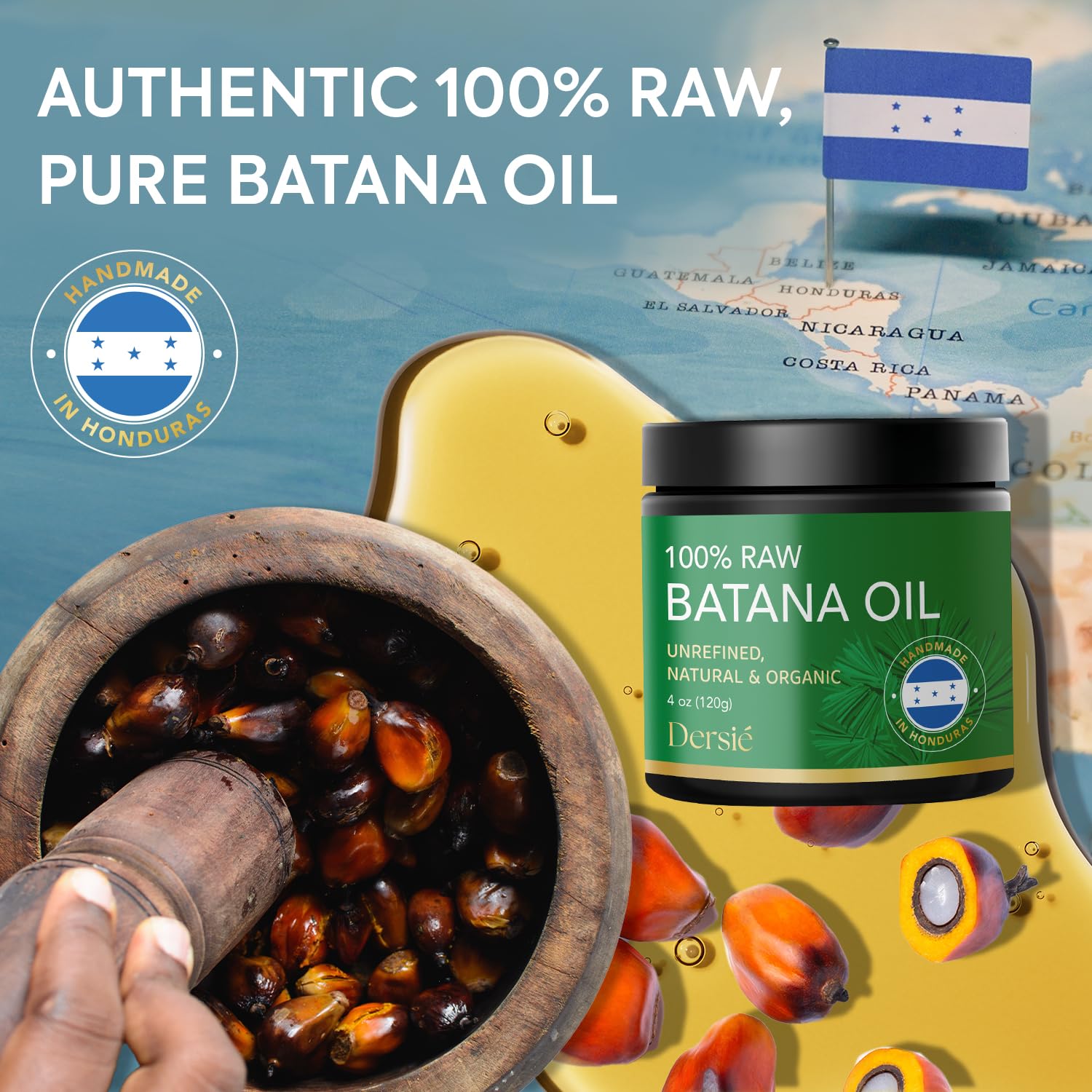 Authentic 4 oz Raw Batana Oil for Hair Growth Handmade in Honduras 100% Pure Natural Unrefined - Image 2