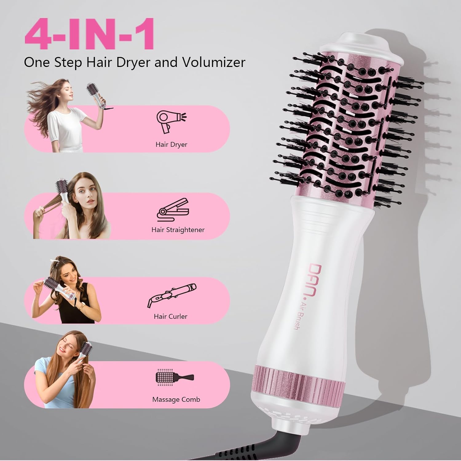 4-in-1 Dual Voltage Travel Hair Dryer Brush and Styler Volumizer - Compact Design - Image 3