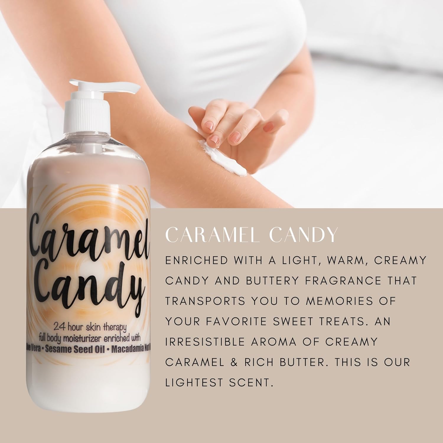 The Lotion Company 24 Hour Skin Therapy Lotion β Caramel Candy Scent, Full Body Moisturizer with Aloe Vera, Paraben-Free, Handcrafted in USA β 16 fl oz Bottle - Image 2