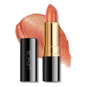KYDA Orange Shimmer Lipstick, Metallic Pearl Lipstick, Lasting Non-sticky Glitter Lips Color, High Glossy Lips Makeup for Women, Coral Orange