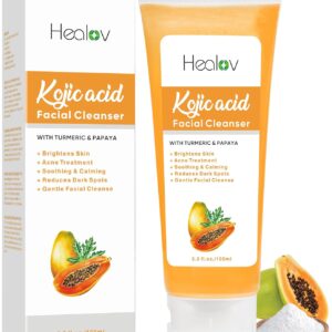 Kojic Acid Soap for Hyperpigmentation – Skin Brightening Kojic Papaya Face and Body Wash – Dark Spot Soap Reduces Acne, Scars, and Evens Skin Tone – Turmeric Facial Cleanser for Brighter Glowing Look