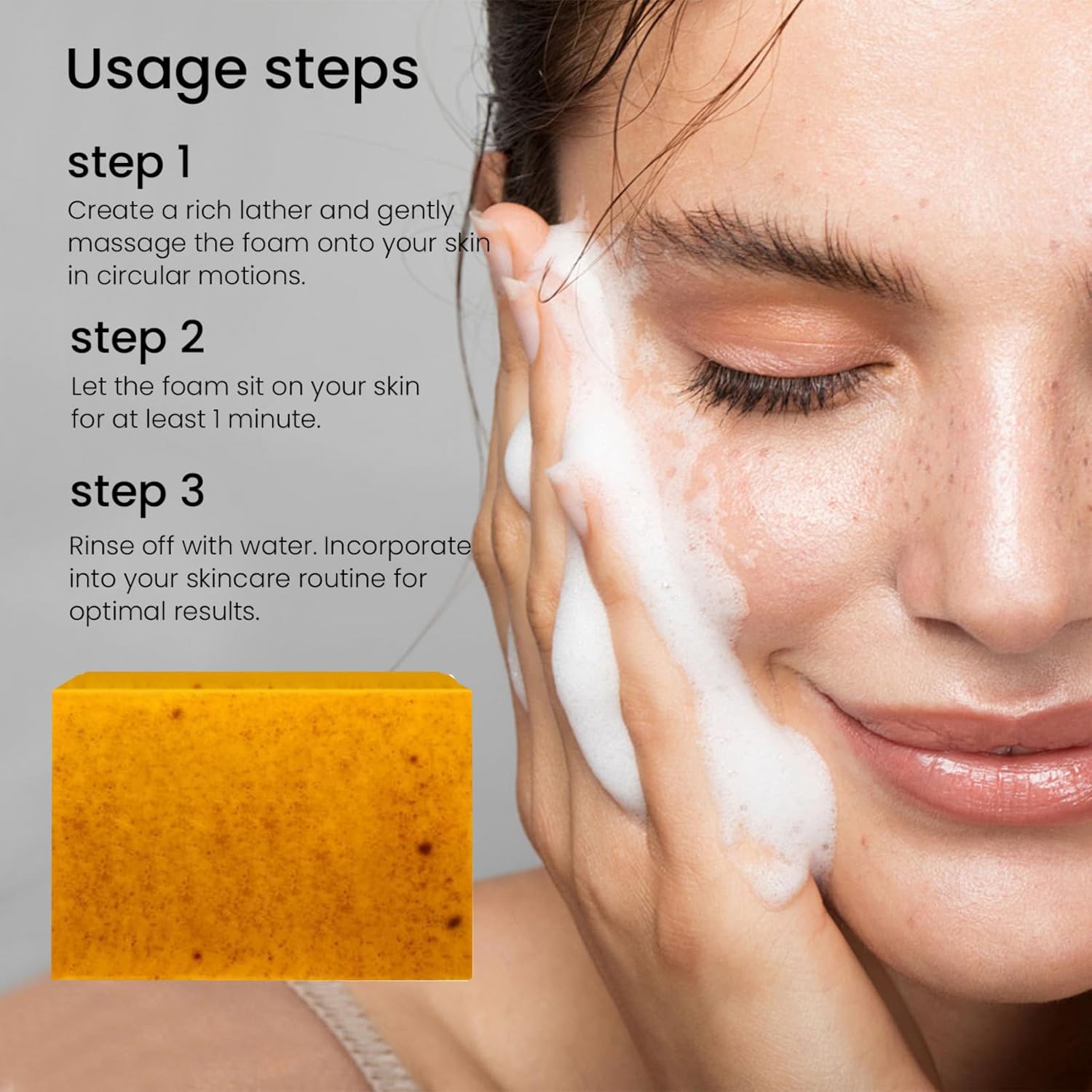 Turmeric Soap Bar for Face & Body - Lemon Turmeric Ko-jic A-cid Soap -Turmeric Soap for Da-rk Sp-ots - Natural Handmade Soap Bar For Women,Mens Bar Soap Bath -Smooth Skin,Gentle Cleansing & Hydrating - Image 6