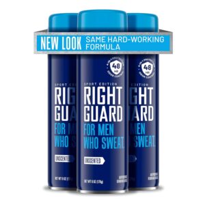 Right Guard Sport Antiperspirant & Deodorant Spray, Unscented, 4-in-1 Protection Spray Deodorant For Men, Blocks Sweat, 48-Hour Odor Control, 6 oz. (3 count)