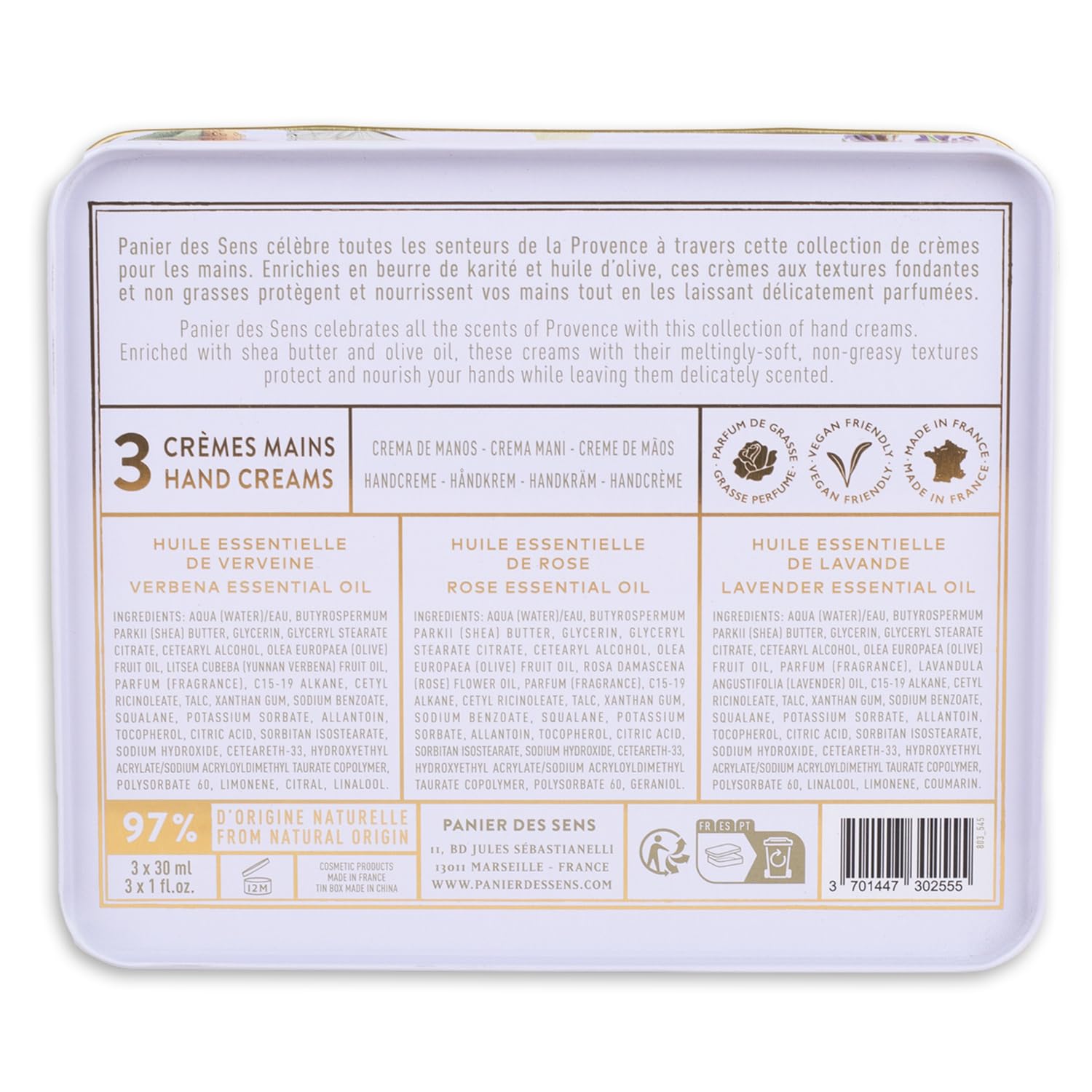 Panier des Sens 3-Piece Mini Hand Cream Set 1oz Each Natural Moisturizing Lotion for Women - Image 2