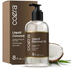 Coera Fractionated Coconut Oil | 8 fl oz | Liquid Moisturizing Oil for Skin | Free of Parabens, SLS, & Fragrances | Packaging May Vary