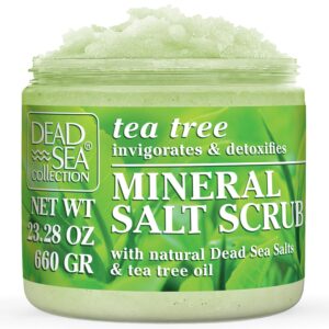 Dead Sea Collection Tea Tree Salt Scrub โ Exfoliating Body Scrub for Women โ Moisturizing and Nourishing Skin โ with Pure Oils and Dead Sea Minerals (23.28 Oz)