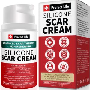 Protect Life Silicone Scar Cream for Surgical Scars, Injury & Keloid Scar Treatment, Moisturizing Scar Removal Cream, Rejuvenating Silicone Scar Gel