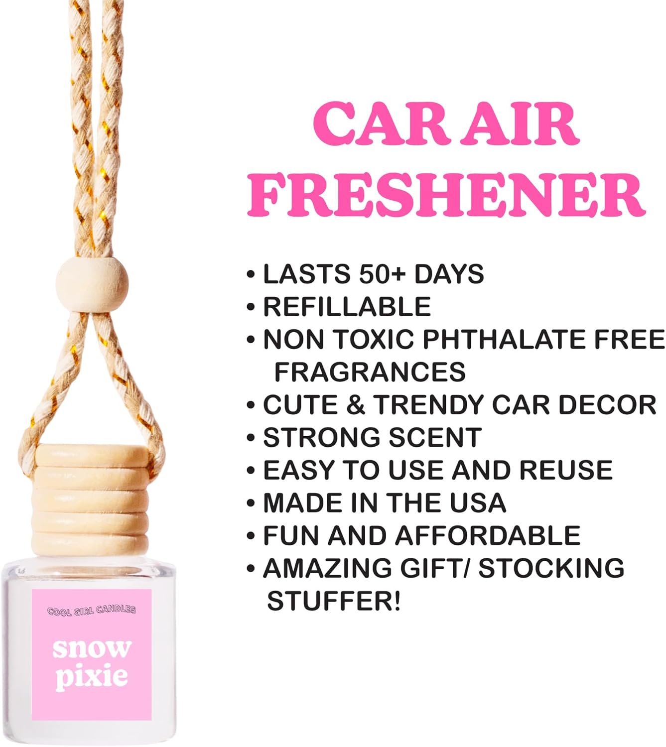 COOLGIRLCANDLES Salted Caramel Pistachio Hanging Car Air Freshener and Essential Oil Diffuser Bottle - Image 3