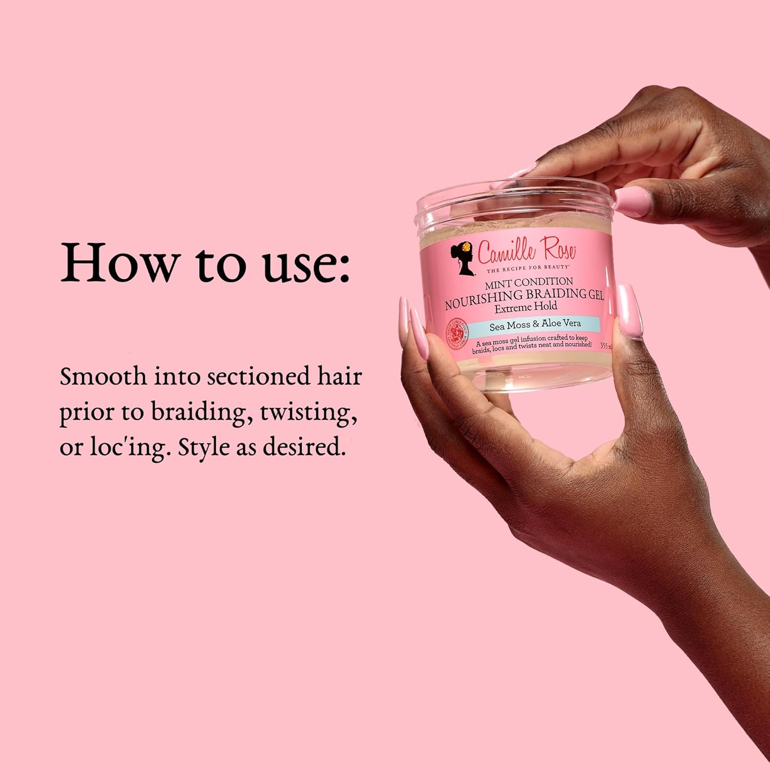 Camille Rose Mint Condition Braid Gel 12 oz Moisturizing Shine for Curly Coily Hair - Image 5