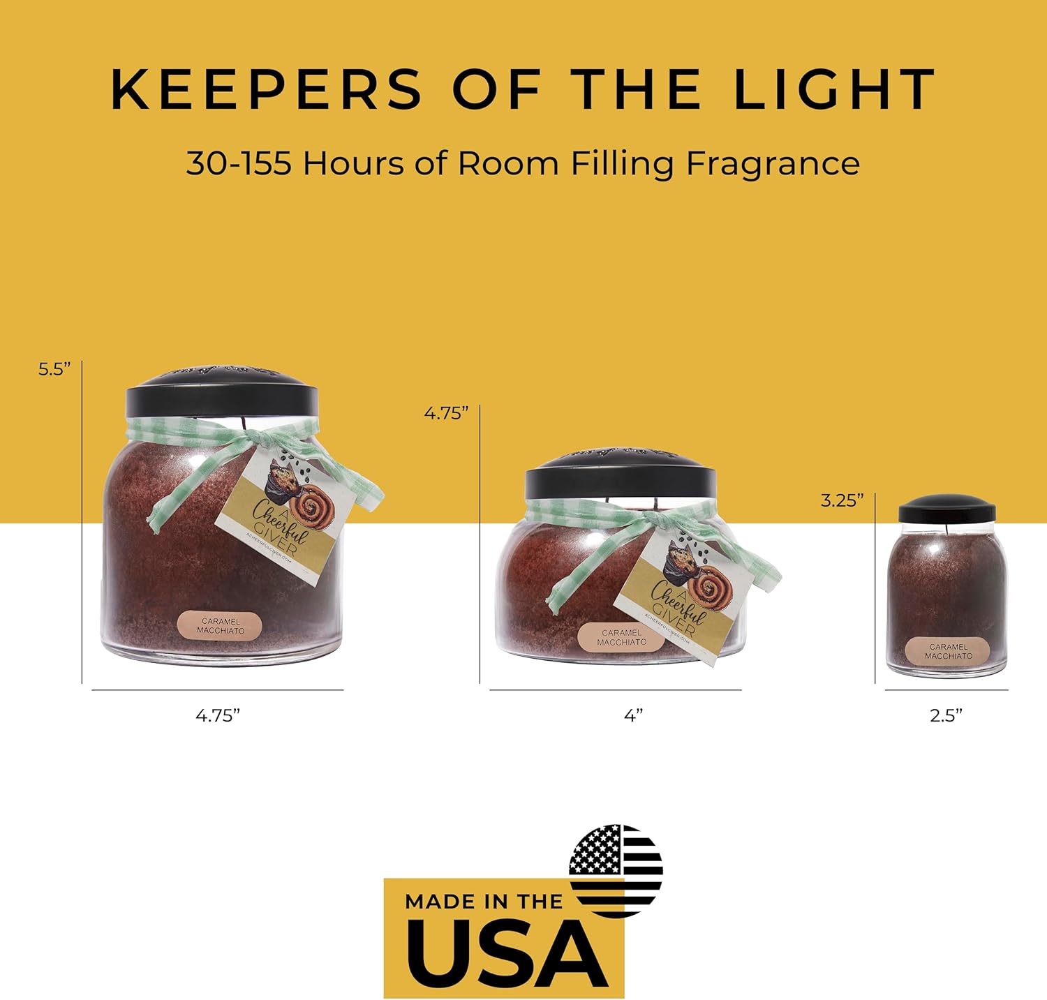 A Cheerful Giver โ Caramel Macchiato - 34oz Papa Scented Candle Jar with Lid - Keepers of the Light - 155 Hours of Burn Time, Gift for Women, Brown - Image 6