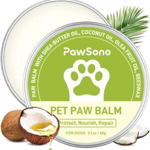 Lick-Safe Dog Paw & Nose Balm with Coconut Oil | All-Natural Paw Cream & Wax for Dry, Cracked Pads & Snouts| Cat Moisturizer & Soother, Nose Butter for Bulldogs| Horse Hoof Care (60 g /2.1 oz)