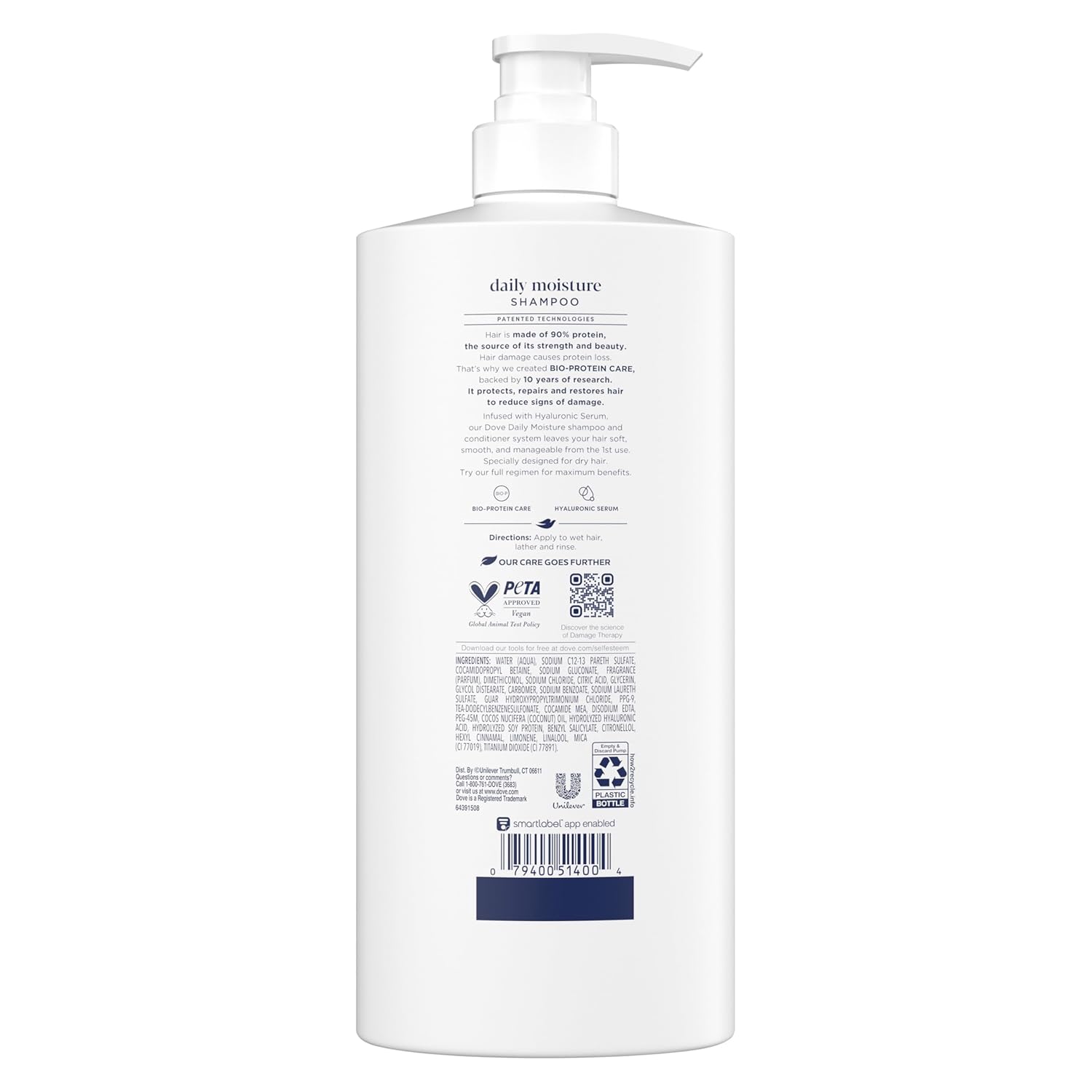 Dove Damage Therapy Shampoo Daily Moisture for Dry Hair with Bio-Protein Care Technology and Hyaluronic Serum 28 Fl Oz - Image 2