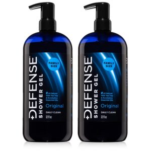 Defense Soap Organic Tea Tree Body Wash | All Natural Shower Gel with Tea Tree Oil, Eucalyptus Oil, and Aloe Vera. Wrestling Inspired, For All Mens & Womens Skin Types. 32 oz (Pack of 2)
