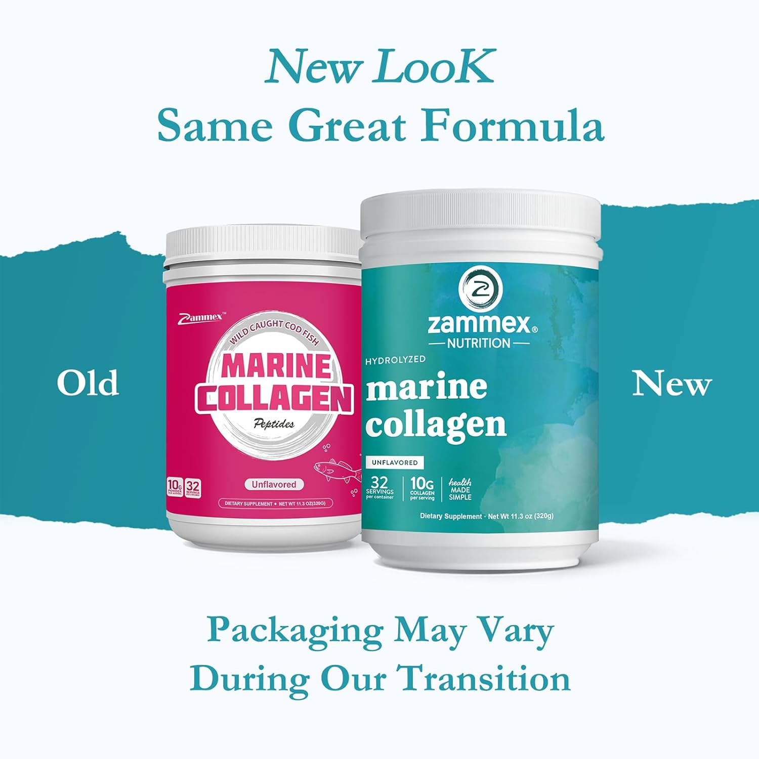 Zammex Unflavored Marine Collagen Peptides Powder 32 Servings for Skin and Joints Wild-Caught Fish - Image 2