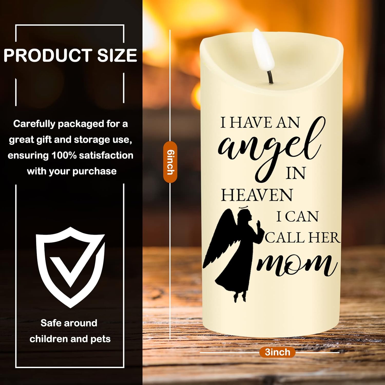 Sympathy Gifts for Loss of Mother LED Flameless Candles 3 x 6 Inch Angel Memorial Candles in Remembrance of My Mother Memorial Candles for Loss of Loved One Mom Sympathy Candle (Angel) - Image 3