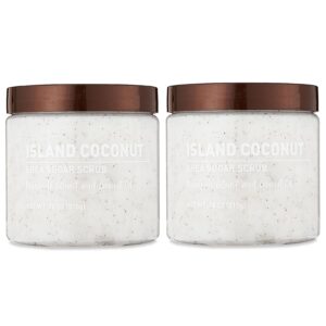 Island Coconut Sugar Scrub – Exfoliating Body Scrub for Women, Moisturizing Shea Butter, Natural Sugar Exfoliant, Hand and Foot Scrub, Paraben-Free, All Skin Types, 18 oz (Pack of 2)