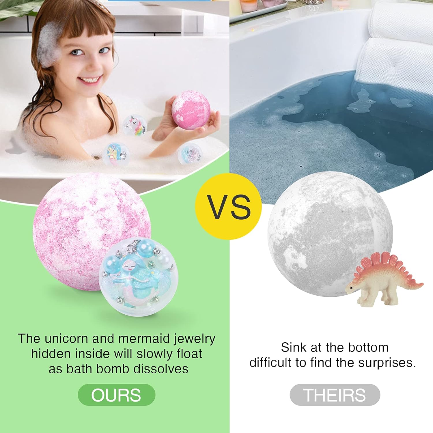 Tacobear Unicorn Bath Bombs for Kids Girls with Toys Surprise Jewelry Inside Natural Organic Bubble Bath Toys for Kids Ages 4-8 Birthday Christmas Easter Gifts for Girls 4 5 6 7 8 Years Old - Image 3