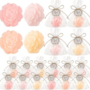 Demissle 20 Set Flower Mini Soaps for Guests Rose Soap Baby Shower Soap Favors with Thank You Tags for Wedding Bridal Guest Gift Party Favor(Light Pink)