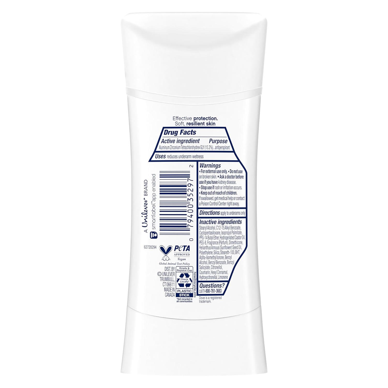 Dove Advanced Care Antiperspirant Deodorant Stick Cool Essentials 4 ct for helping your skin barrier repair after shaving 72 hour odor control and sweat protection with Pro Ceramide Technology 2.6 oz - Image 2
