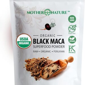 Organic, Raw Peruvian Black Maca Root Powder - Premium USDA Certified, Ideal for Men & Women, Boost Workouts, Enhance Muscle Recovery, Non-GMO, Vegan Superfood, 16 oz