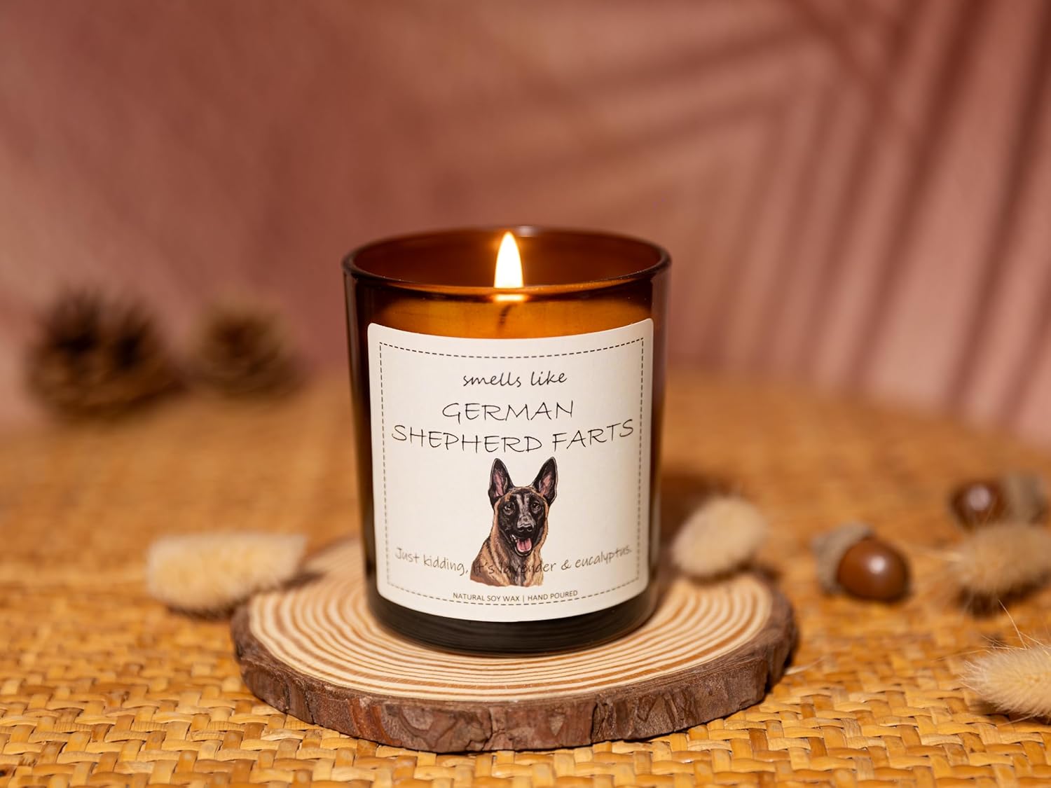 German Shepherd Gifts & Decor, German Shepherd Gifts for Women, Smells Like German Shepherd Farts Candle - Lavender & Eucalyptus, Crafted by Natural Soy Wax & Natural Essential Oils - Image 3