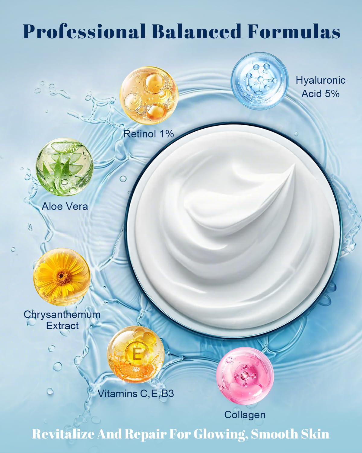 Anti-Aging Retinol Face and Neck Cream with Collagen and Hyaluronic Acid, 1.7 Fl Oz - Image 3
