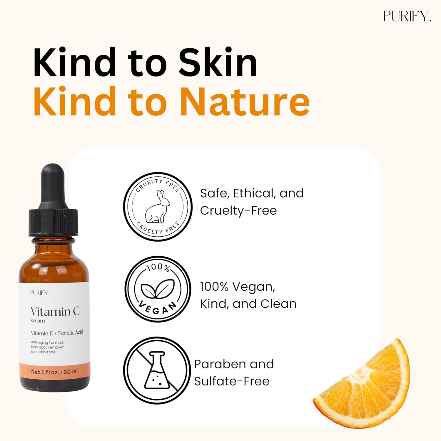 Purify 20% Vitamin C Serum - with Vitamin E & Ferulic Acid - Anti Aging - Brightening Face Serum - Pure Vit C for Dark Spots Correcting, Uneven Skin Tone, Wrinkles, Glow - 1 fl oz. - Image 7