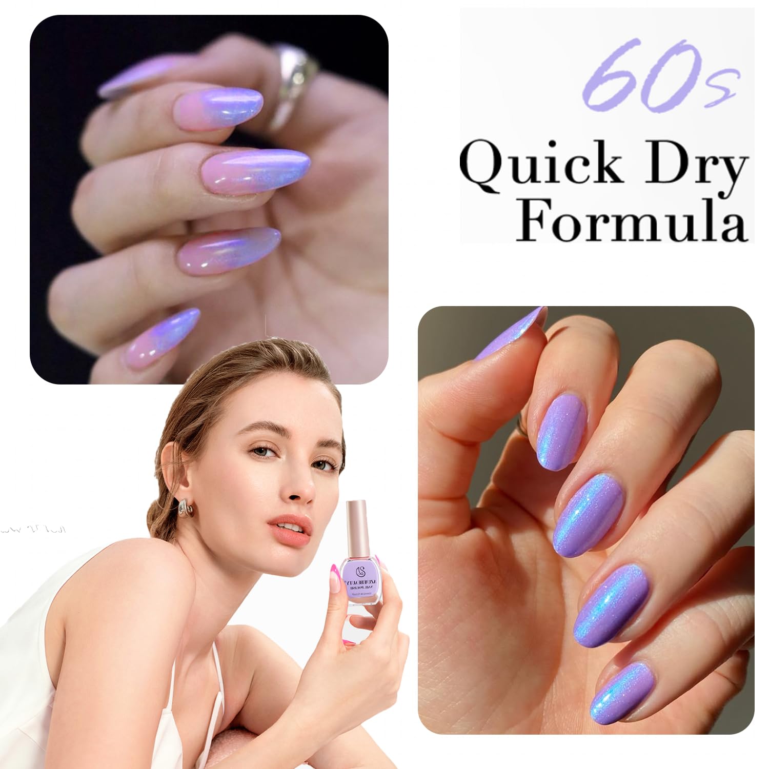 AZUREBEAUTY 15ml Blue Purple Violet Galaxy Quick Dry Natural Super Lustrous Nail Polish for Home Manicures - Image 2