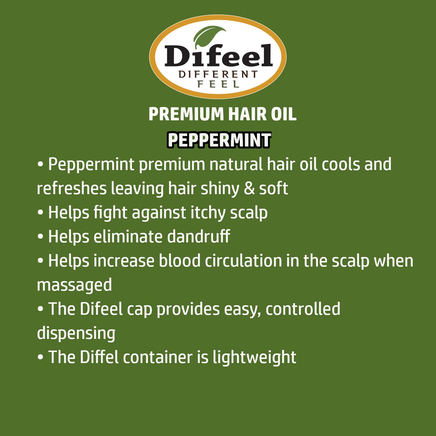Difeel Premium Natural Peppermint Hair Oil 7.1 oz for Dry Scalp and Shine - Image 2