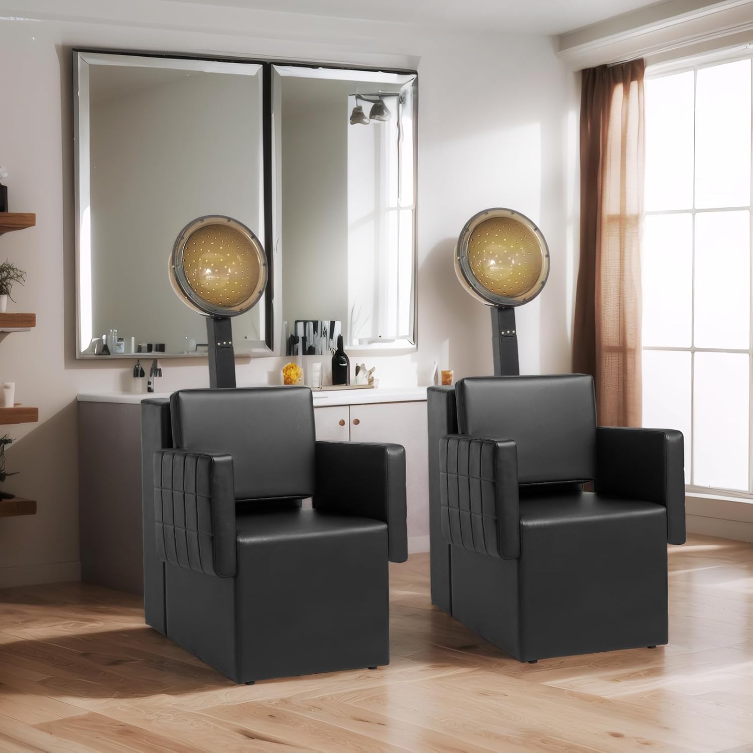 OmySalon Modern Black Salon Barber Chair PVC Leather 330 lbs Capacity - Image 2