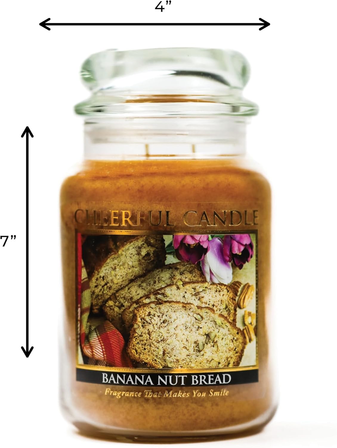 A Cheerful Giver — Banana Nut Bread - 24oz Large Scented Candle Jar with Lid - Cheerful Candle - 135 Hours of Burn Time, Christmas Gift for Women, Brown - Image 5
