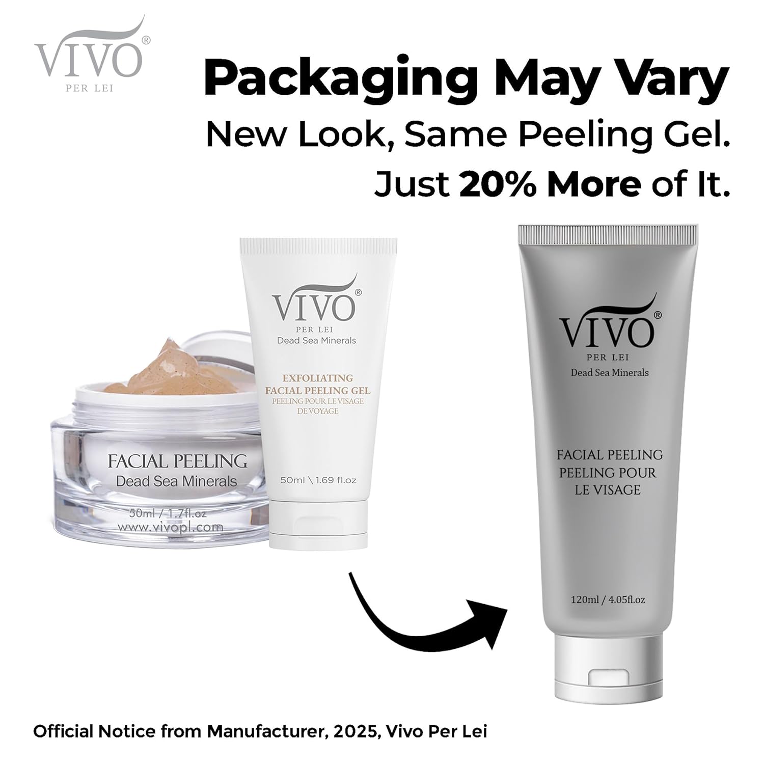 Vivo Per Lei Facial Peeling Gel - Contains Dead Sea Minerals and Nut Shell Powder - Gentle Face Exfoliator Scrub and Blackhead Remover - Peel Your Skin to a Fresher You - 3.4 Fl. Oz. - Image 3