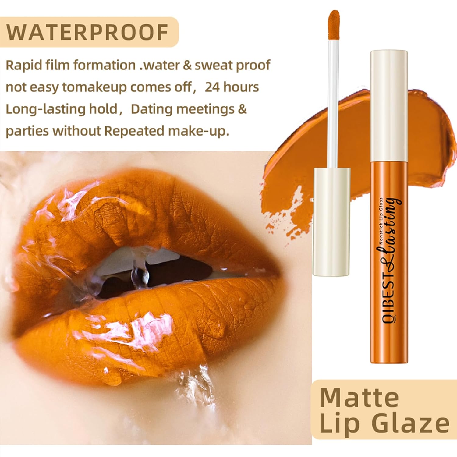 QiBest 6-Piece Goth Black Bold Matte Liquid Lipstick Set 24-Hour Waterproof for Halloween - Image 4