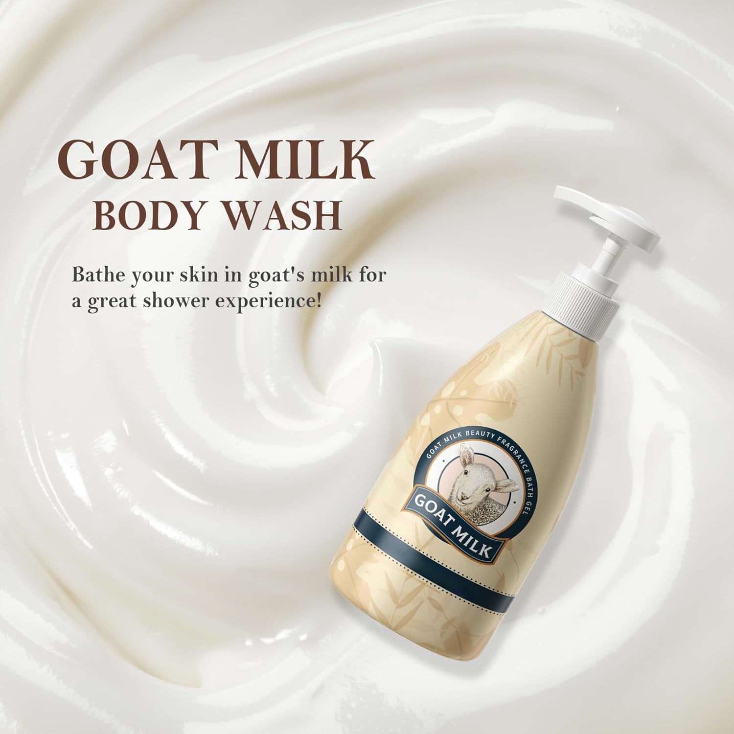 Goat Milk Moisturizing Body Wash,Hydrating Shower Gel for Men & Women,Mild Gentle Body Cleanser,Nourishing Skincare Body Wash for All Skin Types, 500 ML(A) - Image 2