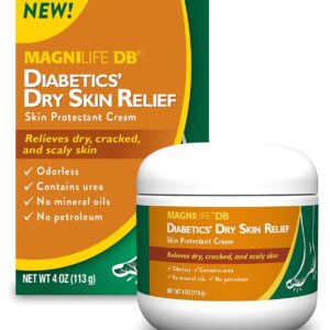 MagniLife DB Diabetics' Dry Skin Relief, Natural Diabetic Foot Cream to Heal Dry, Cracked, and Scaly Skin, Unscented, Petroleum-Free, Non-Greasy - 4oz