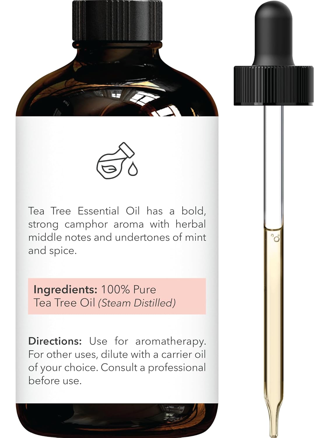Brooklyn Botany 4 Oz 100% Pure Tea Tree Essential Oil for Aromatherapy with Dropper - Image 3