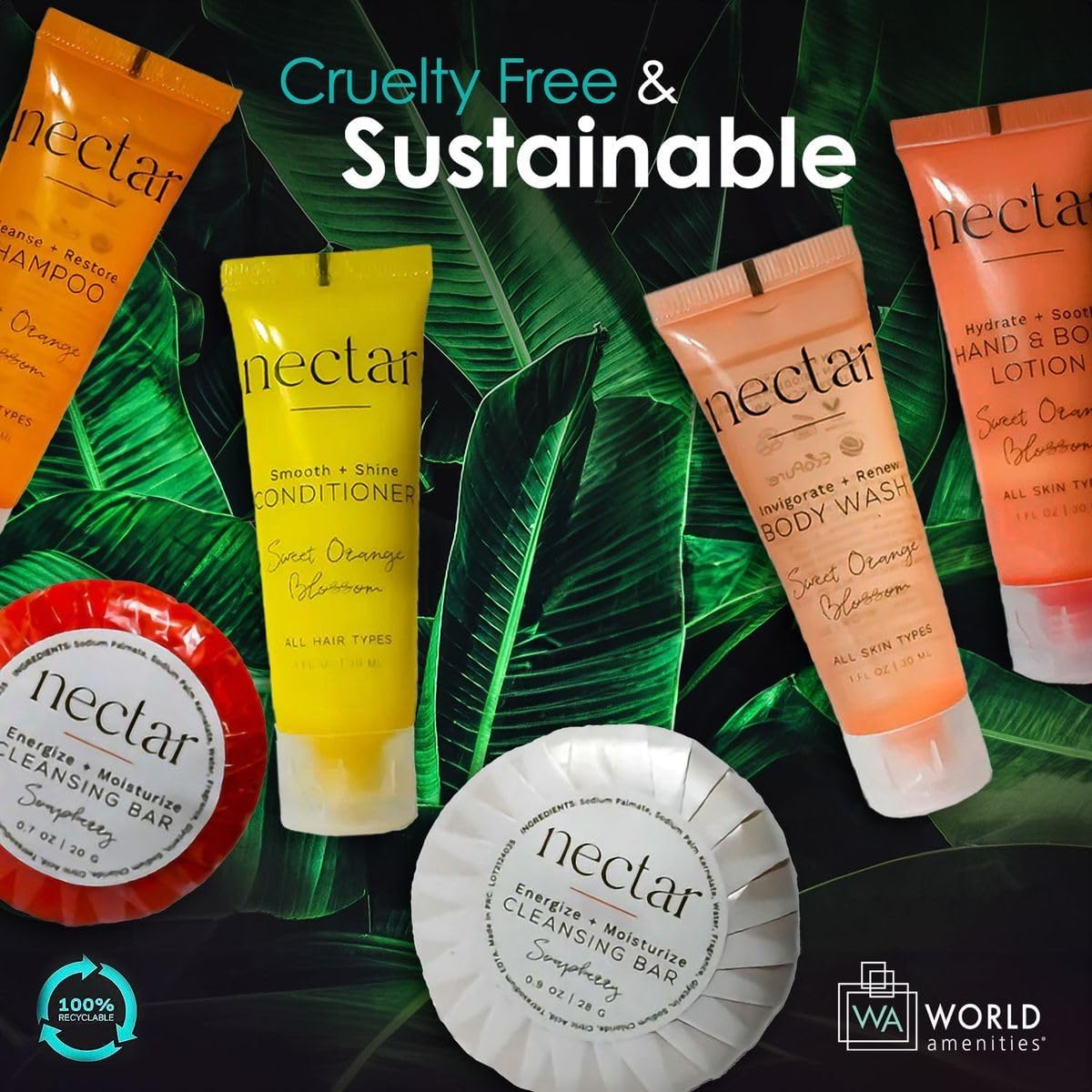 Nectar Mini Travel Size Toiletries Bathroom Kit Sweet Orange Blossom Shampoo Conditioner Body Wash Lotion Two Bars - Image 7
