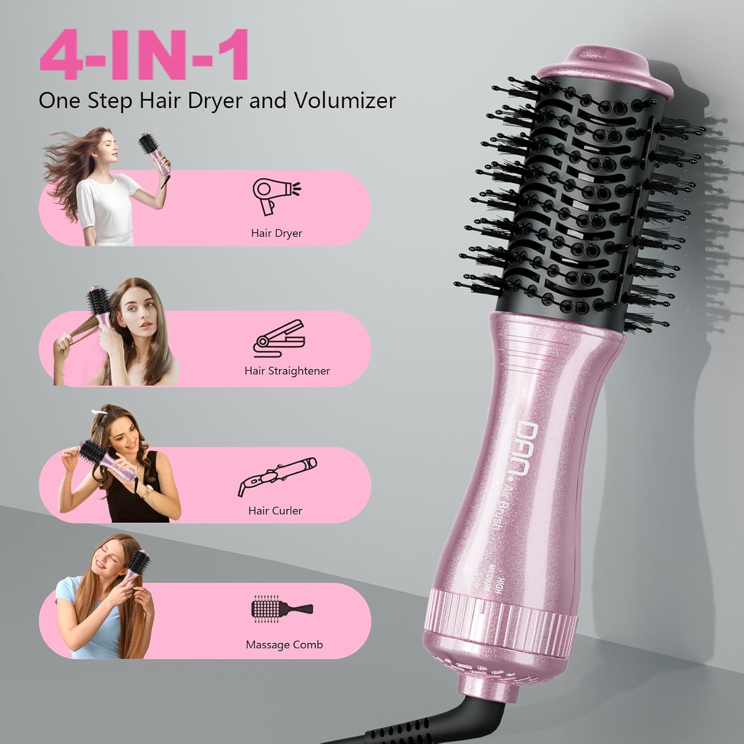 DAN Technology Dual Voltage 2-Inch Hair Dryer Brush Multifunctional Travel Plug - Image 2