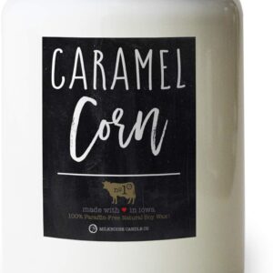 Milkhouse Candle Company - Caramel Corn - 26oz Beeswax and Soy Candles - Farmhouse Collection - 100% Natural, Paraffin Free, with Premium Fragrance Oil, Glass Jars with Lids