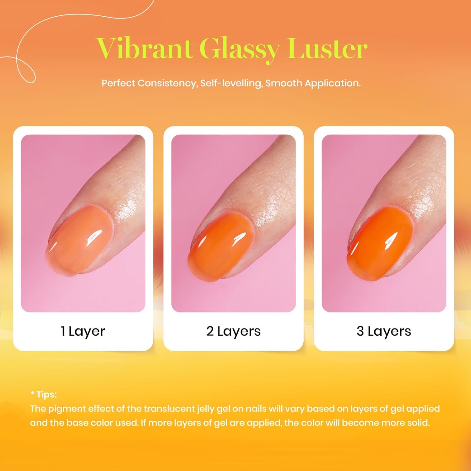 Beetles 6-Color Summer Neon Jelly Gel Nail Polish Set for Women Sheer UV Manicure - Image 6