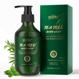 Tea Tree Oil Body Wash Natural Organic Mint Eucalyptus Coconut Oil Shower Gel for Men Women Soothes Irritation Moisturizes Dry Helps Back Acne Athletes Foot Body Odors Parabens Free Sulfate Free