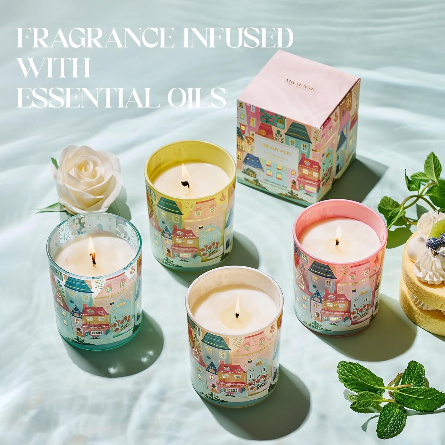 M&SENSE New York City Scent Soy Wax Aesthetic Candle - 10.2 oz | Natural Fragrance for Home& Book Candles | for Housewarming, Hostess Gifts&Home Deor,Thank You Gifts - Image 5