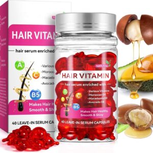 40 Pcs Hair Vitamin Serum Oil Capsule, Hair Treatment Serum with Vitamins A C E Pro B5, Enriched with Moroccan Macadamia Avocado Oils, No Rinse, For Hair Repair, Moisturizing, Women & Men (1PC)