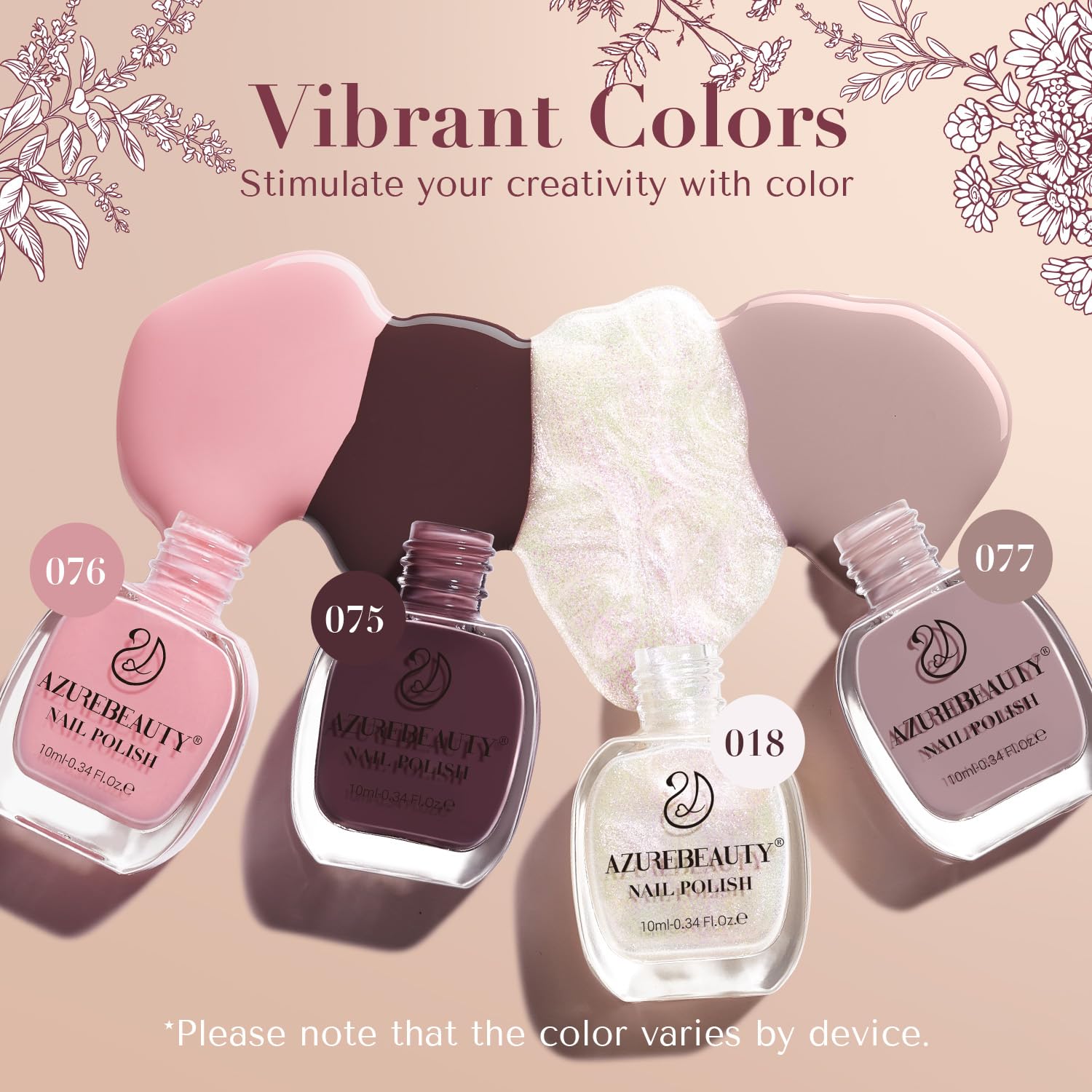 AZUREBEAUTY Nail Polish Set 4 Colors Brown Pink Glitter Nail Polish Quick Dry Natural Nail Lacquer Fingernail Strengthening Treatment Kit with Top Coat DIY Salon Home - Image 4